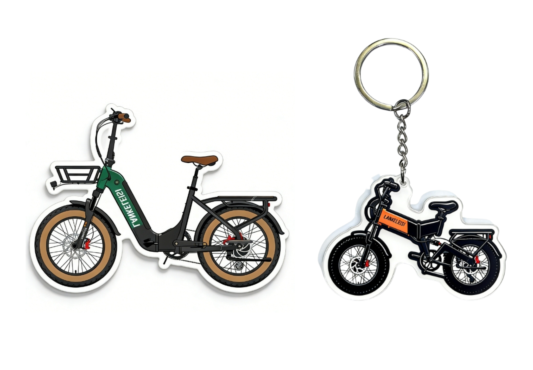 LANKLEISI GOLF-X & X3000MAX refrigerator magnet and keychain set with detailed golf-themed designs and branding.