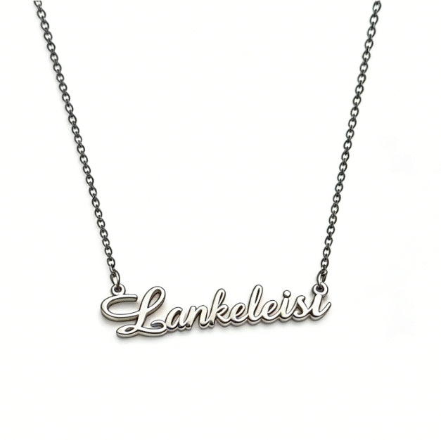 LANKELEISI exclusive necklace featuring intricate silver chain with decorative pendant, stylish jewelry for women.