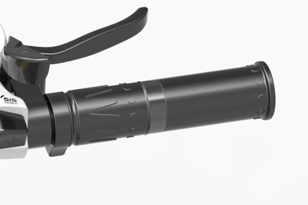 Lankeleisi handle cover on throttle grip for electric bike, showing textured black rubber grip with branding details.